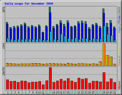 Daily usage for December 2020