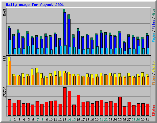 Daily usage for August 2021