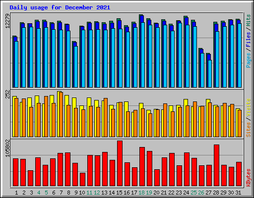 Daily usage for December 2021